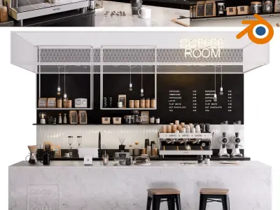 Modern Coffee Shop Interior in Blender 3D model