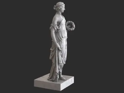 Roman Woman Statue - Marble Low-poly 3D model