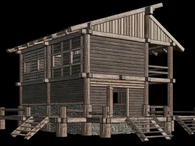 Medieval Houses 17 - 4K Textures Game Ready Low-poly 3D model