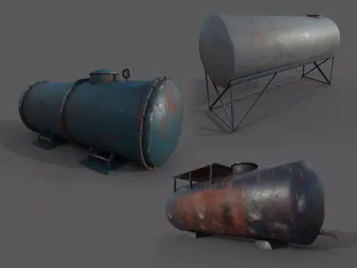 Tank container set of 3 - PBR - lowpoly Low-poly 3D model