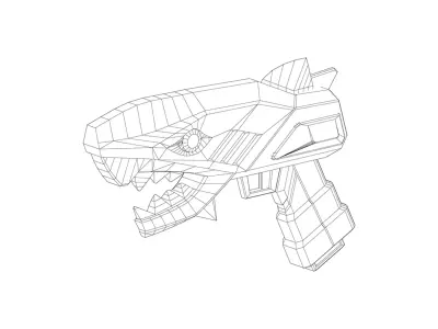 Shark Blue Pistol Game Ready 3D Model Low-poly 3D model