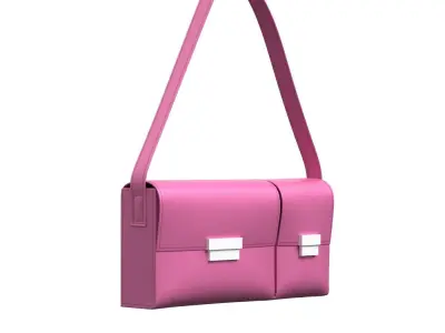 Pink Leather Pocket Shoulder Bag 3D model