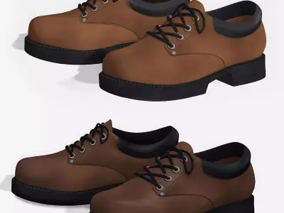 Mens Industrial Shoes Low-poly 3D model