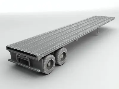 Flatbed Trailer For Semi Truck Low-poly 3D model