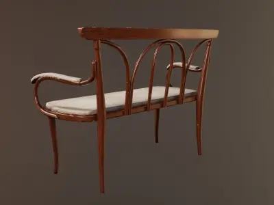 Wooden worn Antique Bench Low-poly 3D model
