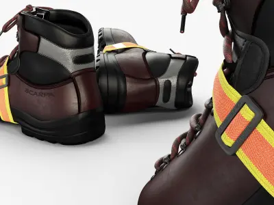 Intrinsically Safe Ice Cleats on Hiking Boots Scarpa 3D model
