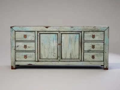 Cupboard chinese chest of drawers Low-poly 3D model