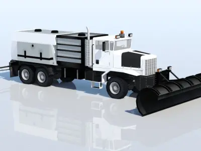 Oshkhosh Snow Plow Low Poly Ground Support Airport Low-poly 3D model
