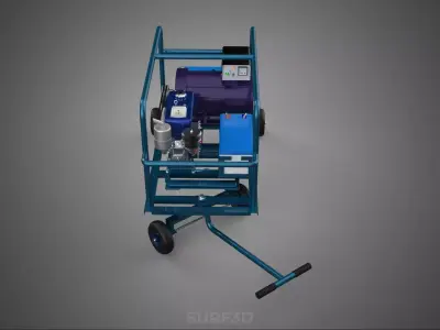 WHEELED UTILITY CART ENGINE TWIN BATTERY POWER BANKS GENERATOR 3D model