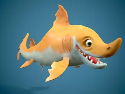 cartoon baby shark Low-poly 3D model