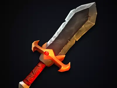 3D Stylized Sword Handpainted Low-poly 3D model
