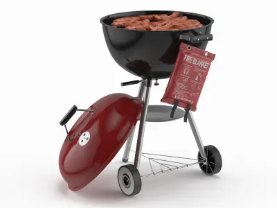Outdoor Grill Fire Blanket Red 3D model