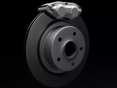 4 piston small disc brakes Low-poly 3D model