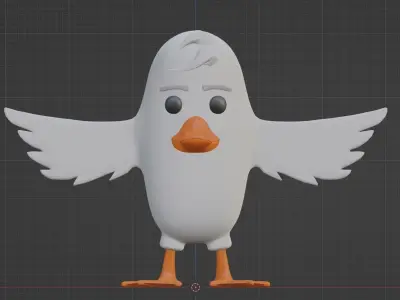 Cartoon Bird Duck - Rigged high and low poly  Low-poly 3D model