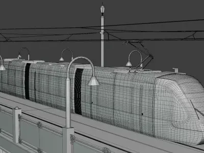 Bridge with Utsunomiya tram 3D model