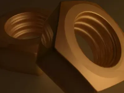 Nut low poly 3d model two nuts on table Low-poly 3D model