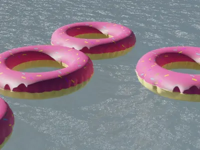Buoy 3d model group of inflatable donuts floating in water Free 3D model