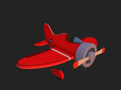 Cartoon low-poly airplane Low-poly 3D model