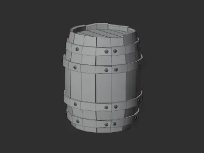 Wooden barrel Free low-poly 3D model 6