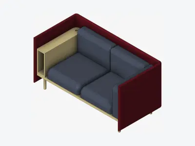 Sofa - Contemporary - Flame - Small - Armrest Shelf Low-poly 3D model buy