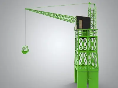Industrial and port crane Low-poly 3D model
