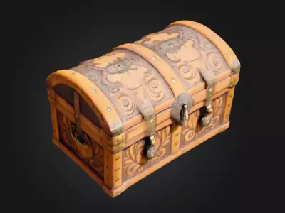 Antique Treasure Chest Low-poly 3D model