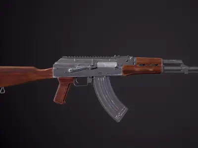 AKM Rifle Free low-poly 3D model