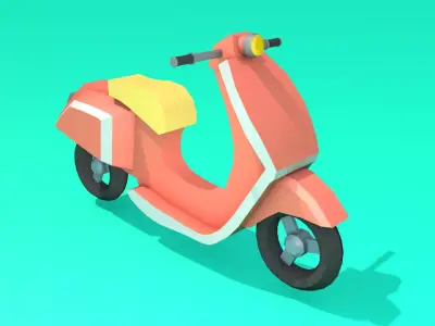 Low poly Vespa-Motorcycle 3D game asset Low-poly 3D model