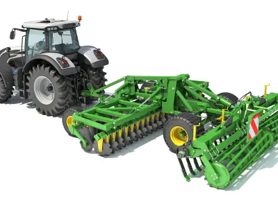 Tractor with Disc Harrow 3D model
