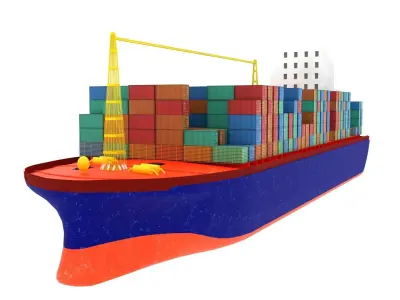 Container Ship Low-poly 3D model