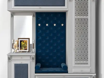 Wardrobe collection with velvet seat 3D model