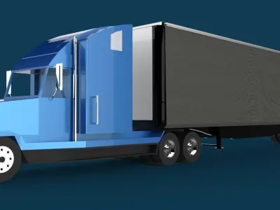Semi truck tautliner Free 3D model
