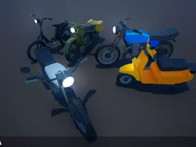 Low Poly Bike Set 01 Low-poly 3D model