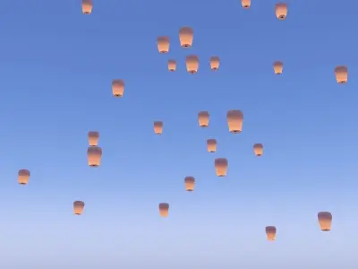 Sky Lantern with Animation 3D model