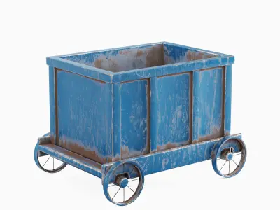Old Mining Trolley 04 Low-poly 3D model