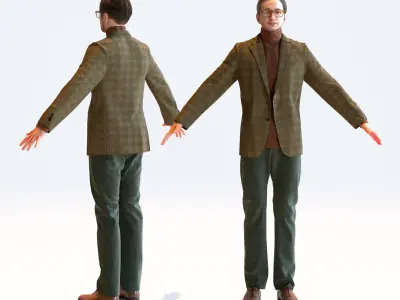A Pose Asian Smart Casual Man Collection - 5 Models x 5 color variations 3D model