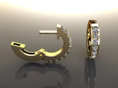 Small Size Diamond Dangle Hoop Earring 1mm50 3D print model