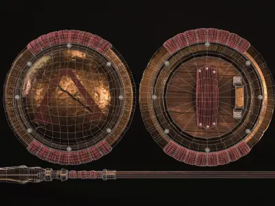 Spartan Shield and Spear Low-poly Game-ready  Low-poly 3D model