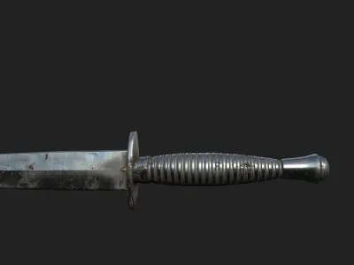 WW2 British commando knife Low-poly 3D model