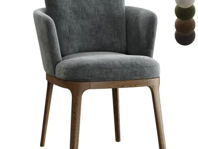 Sillon de mesa roble y tela texturizada Jabote 3D model