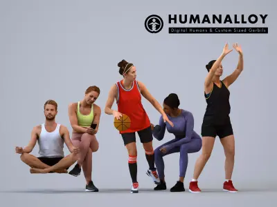 Basics0546 - A set containing 5 models of male and female 3D model