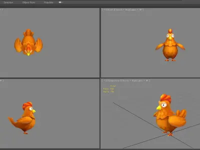 Cartoon rooster Low-poly 3D model