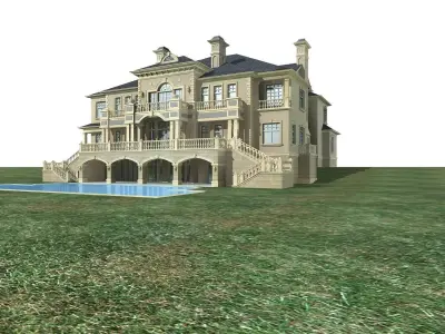 Villa mansion with swimming pool 3D model buy