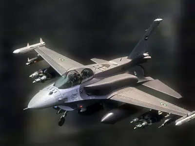F-16D Block 60 with Cockpit-Fully Rigged-Changabel Textures Low-poly 3D model