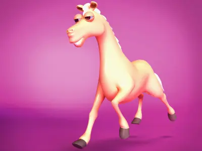Horse cute cartoon style character 3D model