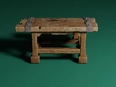 Medieval table 2 Low-poly 3D model