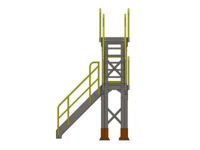 Rooftop Access Stairs Low-poly 3D model