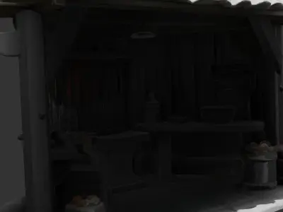 Medieval Blacksmith Stall Low-poly 3D model