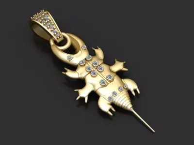 GOLDEN BEETLE INSECT PENDANT 3D PRINTABLE MODEL 3D print model