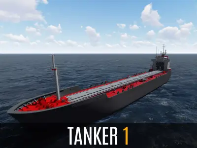 tanker 1 cargo ship Low-poly 3D model